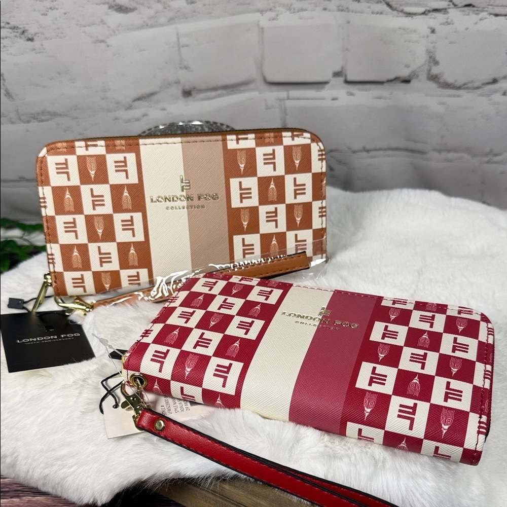 London Fog BOGO NWT 2 for price of 1. Red and‎ Tan Patterned Wallet